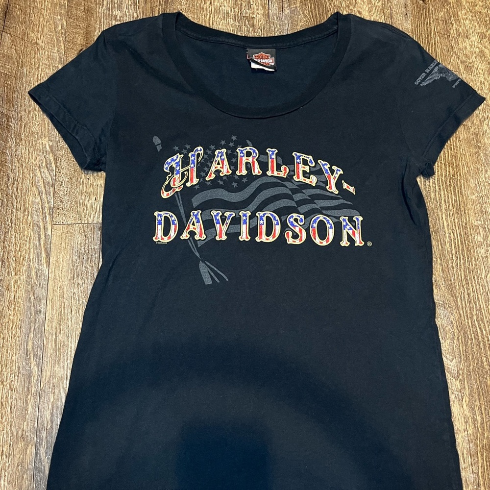 Women's Harley-Davidson Patriotic American Flag Tee Shirt - Size Large